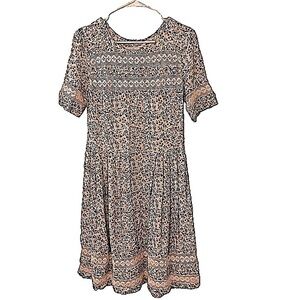 Falmer Heritage Ditsy Floral & Lace Short Sleeve Waisted Dress Size 12